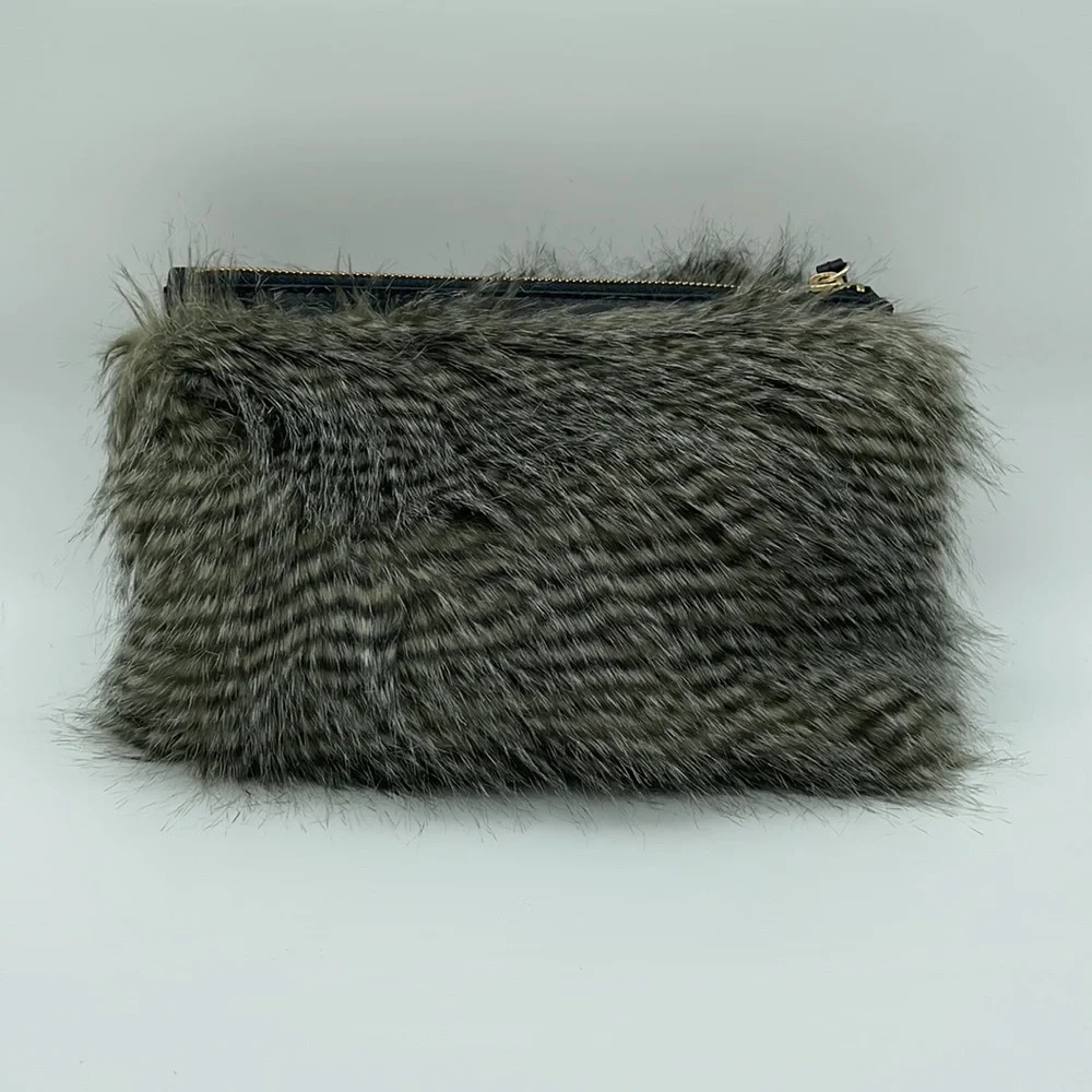 Ann Taylor Grey Fur Clutch NWT - Picture 2 of 10